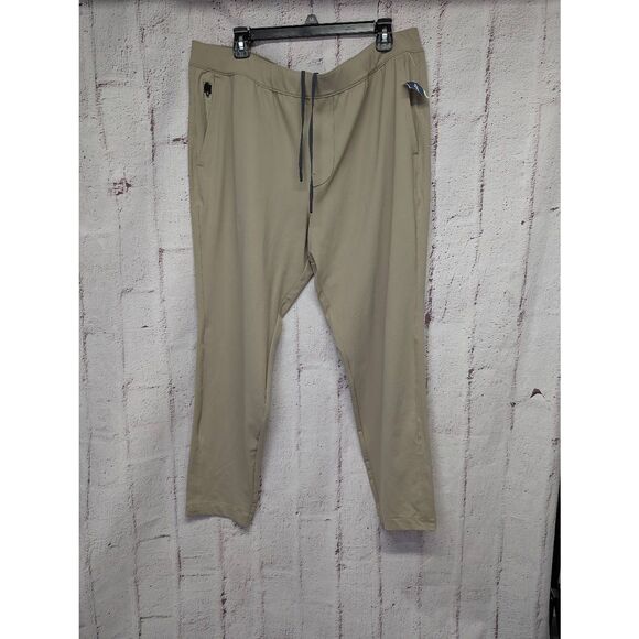 Fourlaps Pants Men's XL Short Beige Elastic Waist Equip Stretch Casual Athletic - Picture 1 of 12